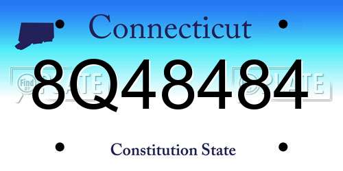 8Q48484 Connecticut License Plate