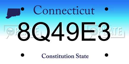 8Q49E3 Connecticut License Plate