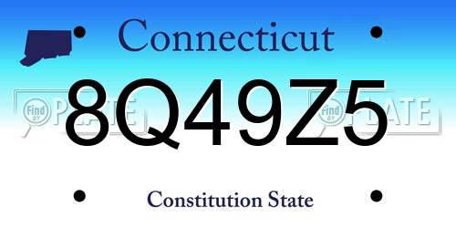 8Q49Z5 Connecticut License Plate