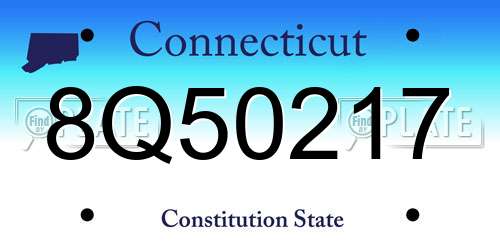 8Q50217 Connecticut License Plate