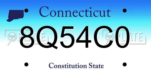 8Q54C0 Connecticut License Plate