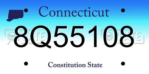 8Q55108 Connecticut License Plate