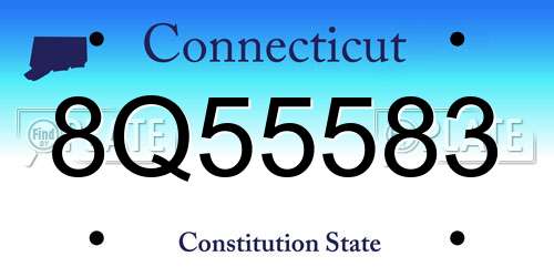 8Q55583 Connecticut License Plate