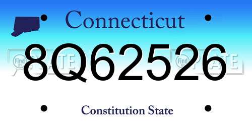 8Q62526 Connecticut License Plate