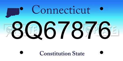 8Q67876 Connecticut License Plate