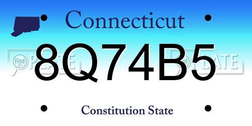 8Q74B5 Connecticut License Plate