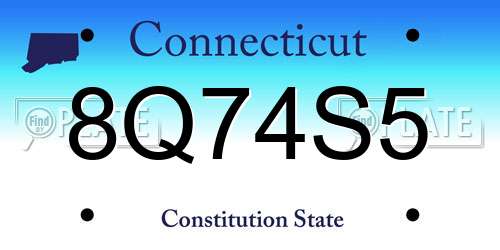 8Q74S5 Connecticut License Plate