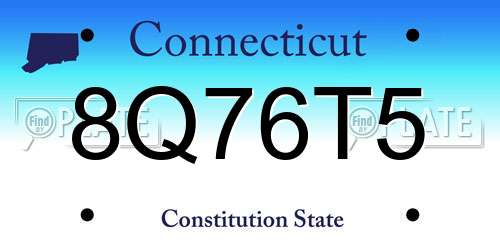 8Q76T5 Connecticut License Plate