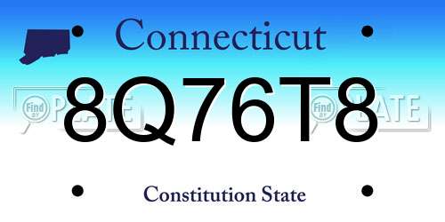 8Q76T8 Connecticut License Plate