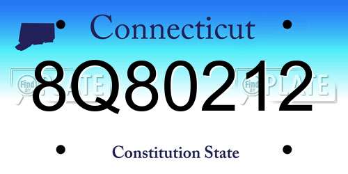 8Q80212 Connecticut License Plate