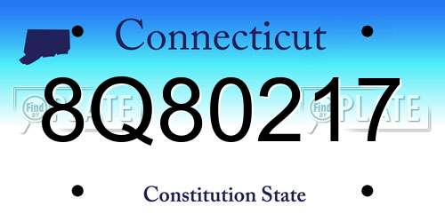 8Q80217 Connecticut License Plate