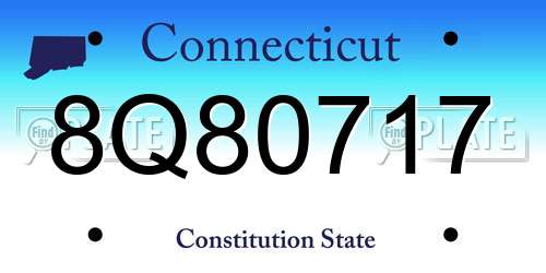 8Q80717 Connecticut License Plate