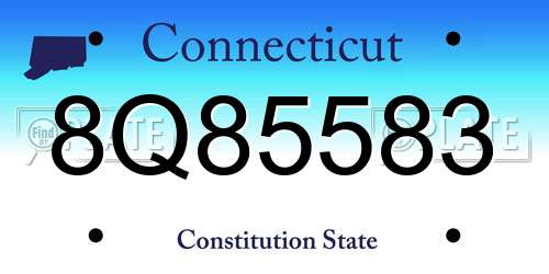 8Q85583 Connecticut License Plate