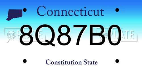8Q87B0 Connecticut License Plate