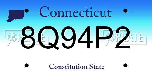 8Q94P2 Connecticut License Plate