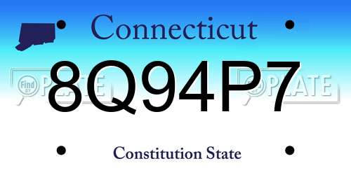 8Q94P7 Connecticut License Plate