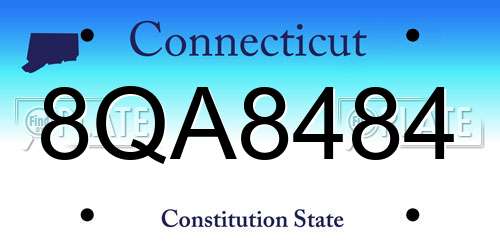 8QA8484 Connecticut License Plate
