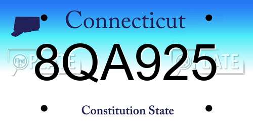 8QA925 Connecticut License Plate