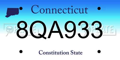 8QA933 Connecticut License Plate