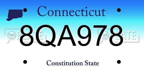 8QA978 Connecticut License Plate