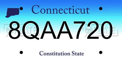 8QAA720 Connecticut License Plate