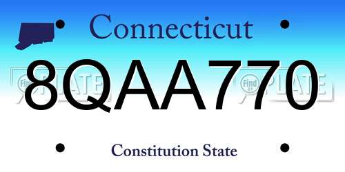 8QAA770 Connecticut License Plate