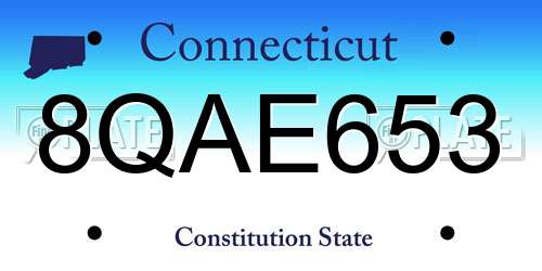 8QAE653 Connecticut License Plate