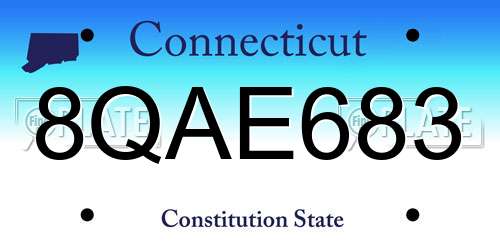 8QAE683 Connecticut License Plate