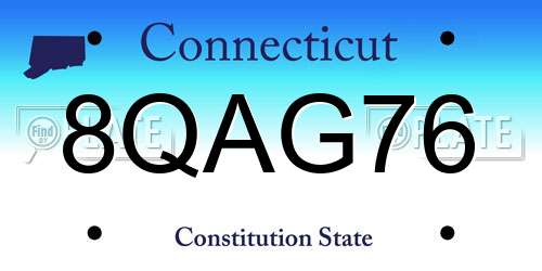 8QAG76 Connecticut License Plate
