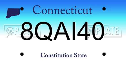 8QAI40 Connecticut License Plate