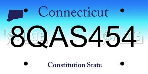 8QAS454 Connecticut License Plate
