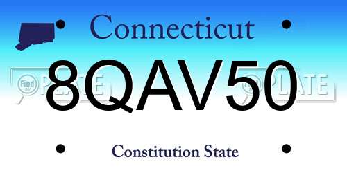 8QAV50 Connecticut License Plate