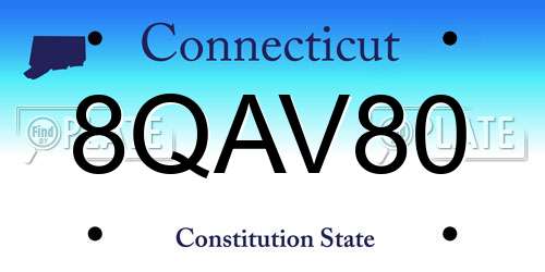 8QAV80 Connecticut License Plate
