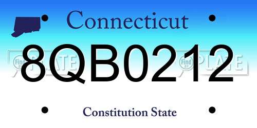 8QB0212 Connecticut License Plate
