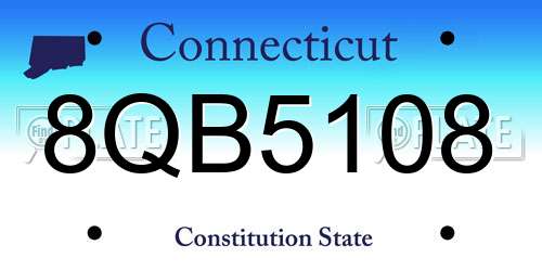 8QB5108 Connecticut License Plate