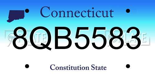 8QB5583 Connecticut License Plate