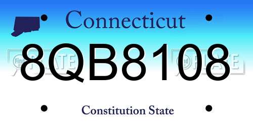 8QB8108 Connecticut License Plate