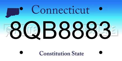 8QB8883 Connecticut License Plate