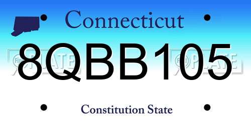8QBB105 Connecticut License Plate