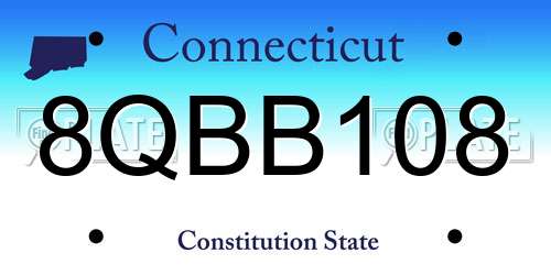 8QBB108 Connecticut License Plate