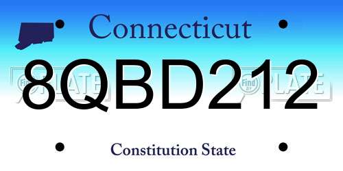 8QBD212 Connecticut License Plate
