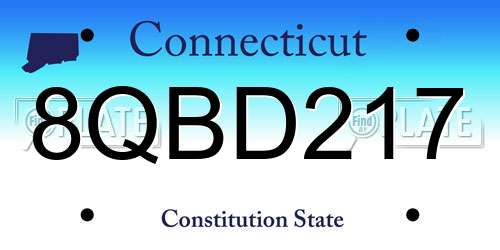 8QBD217 Connecticut License Plate