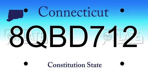 8QBD712 Connecticut License Plate