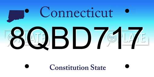 8QBD717 Connecticut License Plate