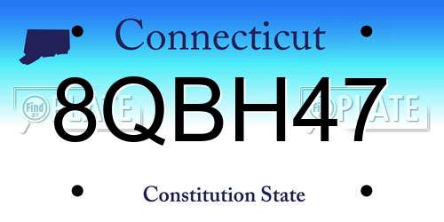 8QBH47 Connecticut License Plate