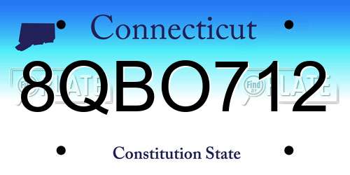 8QBO712 Connecticut License Plate