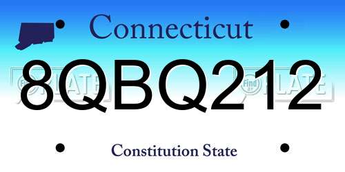 8QBQ212 Connecticut License Plate
