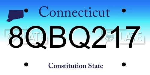 8QBQ217 Connecticut License Plate