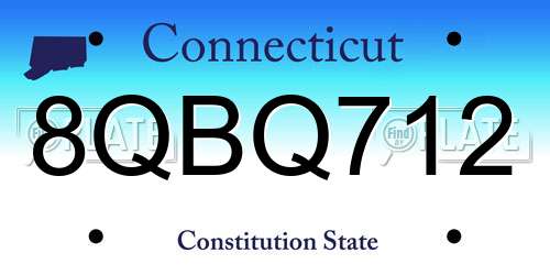 8QBQ712 Connecticut License Plate
