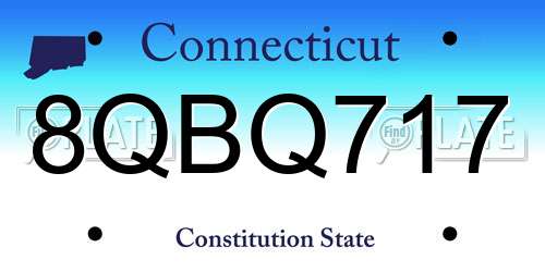 8QBQ717 Connecticut License Plate